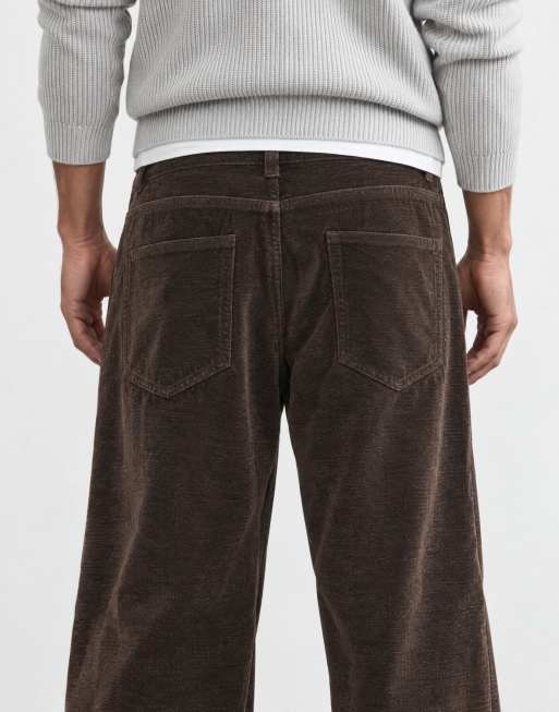ASOS DESIGN wide leg jeans in soft brown with pleat, 6 of 10