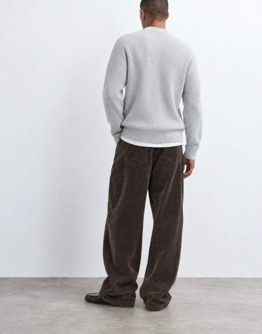 ASOS DESIGN wide leg jeans in soft brown with pleat, 7 of 10