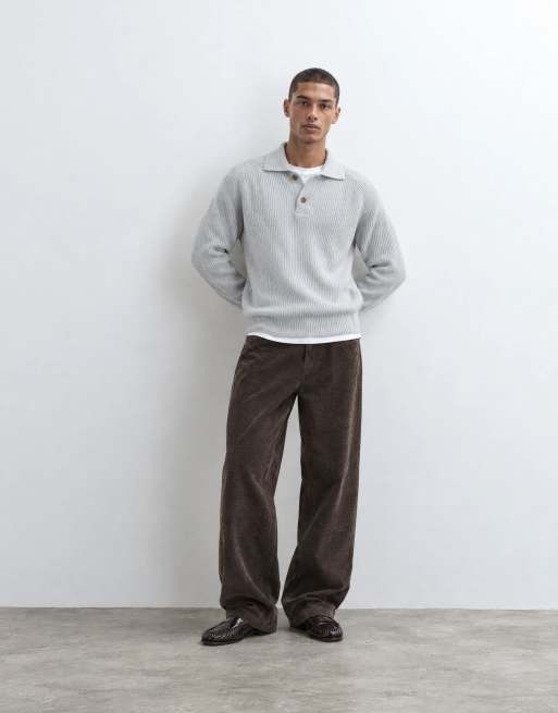 ASOS DESIGN wide leg jeans in soft brown with pleat, 9 of 10