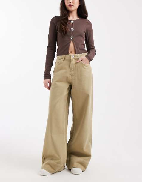 ASOS DESIGN wide leg jean in stone