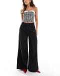 [ASOS DESIGN] ASOS DESIGN wide leg jeans in washed black W24 L30 Washed black