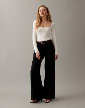 ASOS DESIGN Tall high rise wide leg jeans with front pockets in black ...