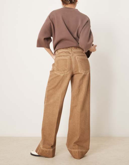 ASOS DESIGN wide leg jeans with crease front in manuka