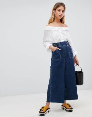 elastic waist wide leg jeans