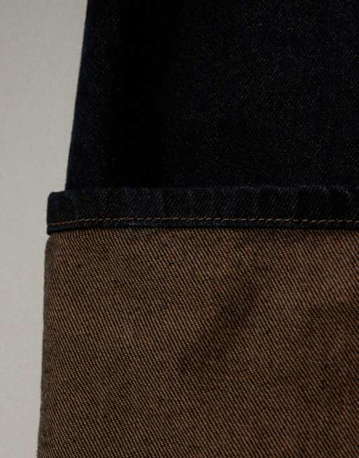 ASOS DESIGN wide leg jeans with extreme cuffed hems in indigo with brown tint, 6 of 7