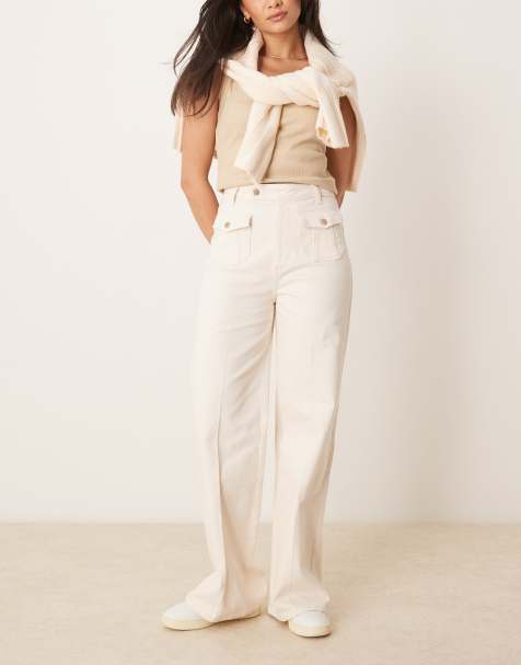 ASOS DESIGN wide leg jeans with front pockets in white - view 1