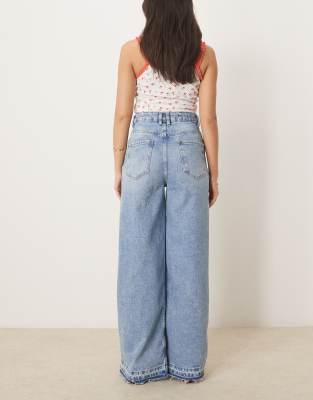 Asos Design Wide Leg Jeans With Let Down Hem