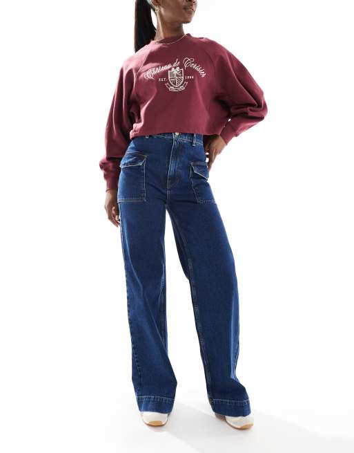 ASOS DESIGN wide leg jeans with patch pockets