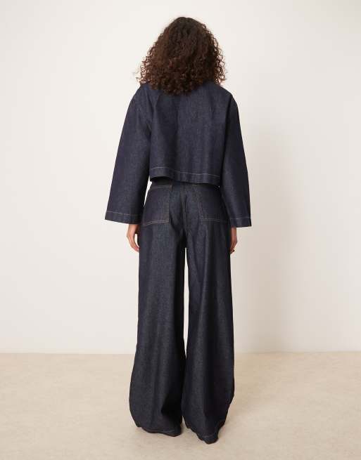 DARK FOG★Straight-leg loose-fitting jeans with pleats DF9 The Ultra Wide Jean – Just Black Denim