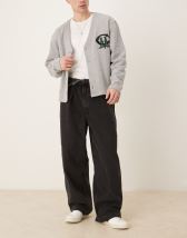 Pull&Bear baggy loose jeans in black