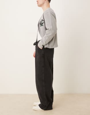 Asos Design Wide Leg Jeans With Self Tie & Pleats