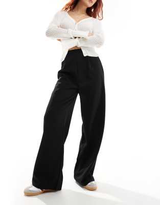 Asos Design Wide Leg Jersey Suit Pants In Black