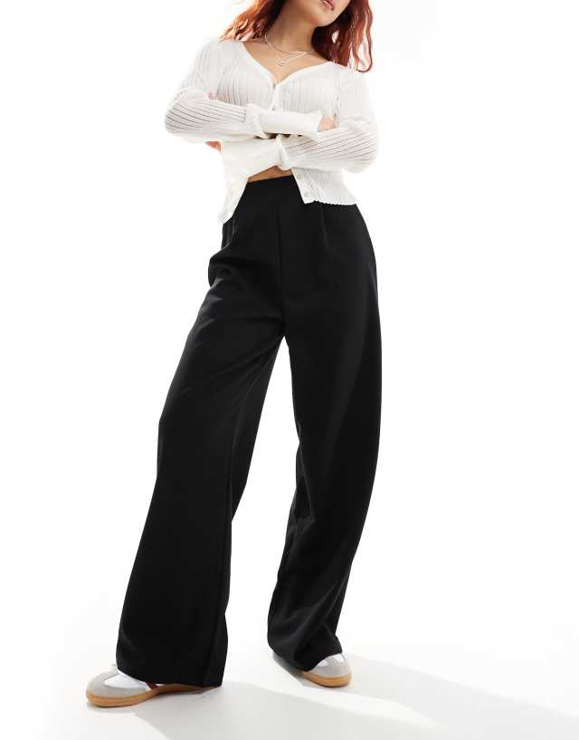 ASOS DESIGN wide leg jersey suit pants in black