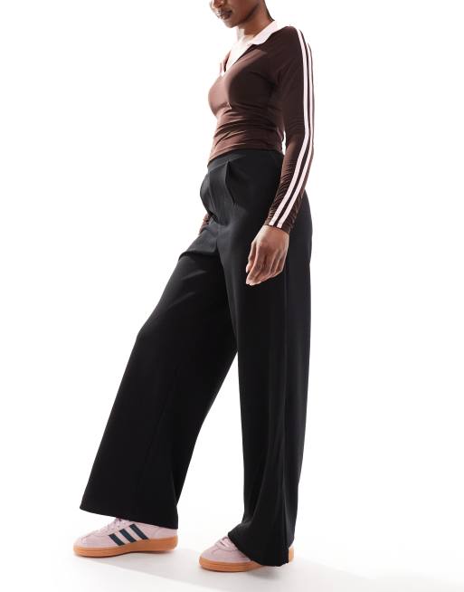 High Waisted Wide Leg Suit Pants Black