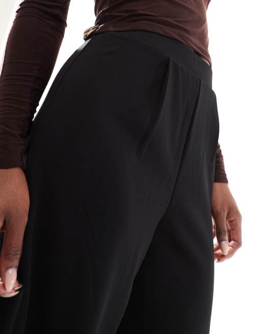 ASOS DESIGN wide leg jersey suit pants in black