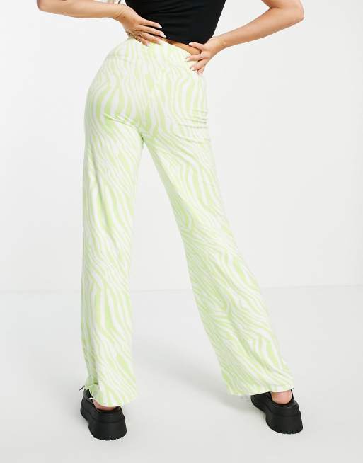 ASOS DESIGN wide leg jersey trouser in animal print , 2 of 4