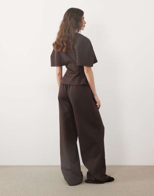 ASOS DESIGN Wide leg jogger co-ord in brown, 5 of 5