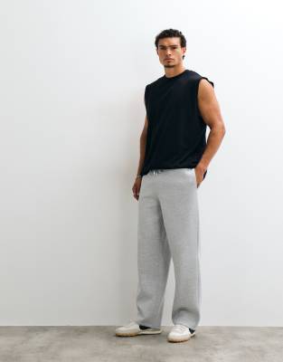 Asos Design Wide Leg Jogger In Grey