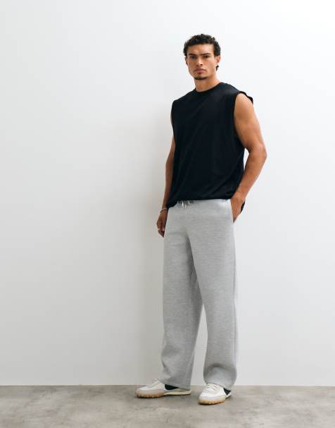 ASOS DESIGN wide leg jogger in scuba-style fabric in grey - view 1