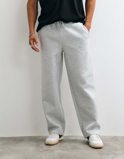 ASOS DESIGN wide leg jogger in scuba-style fabric in grey, 3 of 5