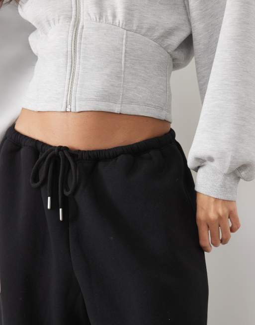 ASOS DESIGN wide leg jogger short set in black, 3 of 5
