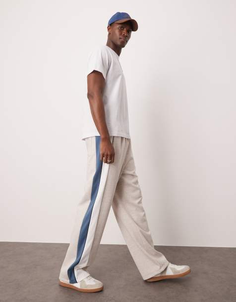 ASOS DESIGN wide leg jogger with colourblock side panels in grey - view 1