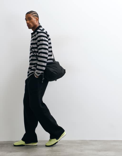 ASOS DESIGN Wide leg jogger with layered cargo pockets in washed black poly cotton, 3 of 5