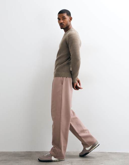 ASOS DESIGN wide leg jogger with pintucks in pink, 2 of 5