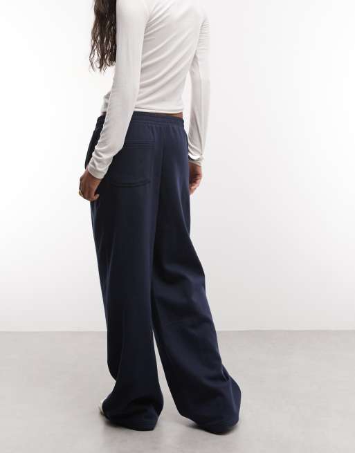 ASOS DESIGN Wide leg jogger with pleat in navy, 5 of 5