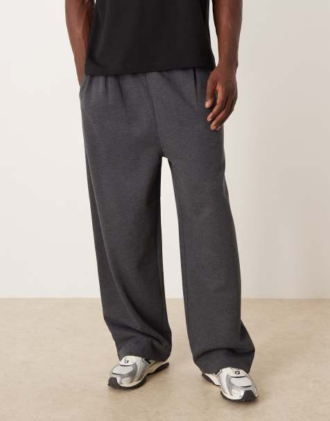 ASOS DESIGN wide leg jogger with pleats in charcoal
