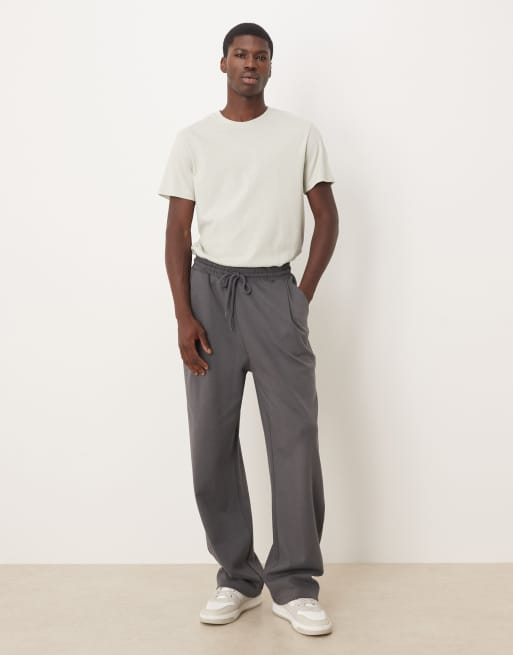ASOS DESIGN wide leg jogger with pleats in dark grey, 2 of 5