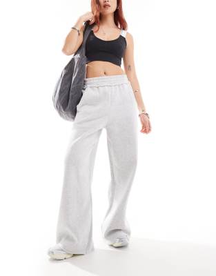 ASOS DESIGN wide leg jogger with raw edge waistband in grey marl φωτογραφία