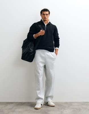 Asos Design Wide Leg Jogger With Twisted Seam In Grey