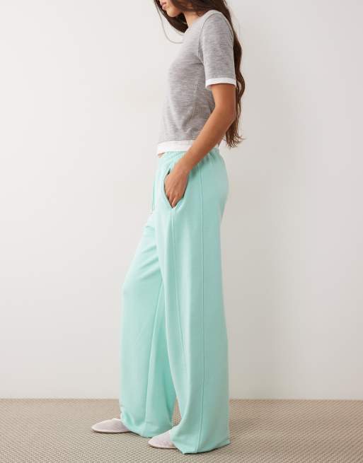 ASOS DESIGN wide leg joggingbukser med sidesøm, del af sæt, i turkis, 5 af 5