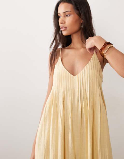 ASOS DESIGN wide leg jumpsuit with pintuck detailing in buttermilk, 2 of 4