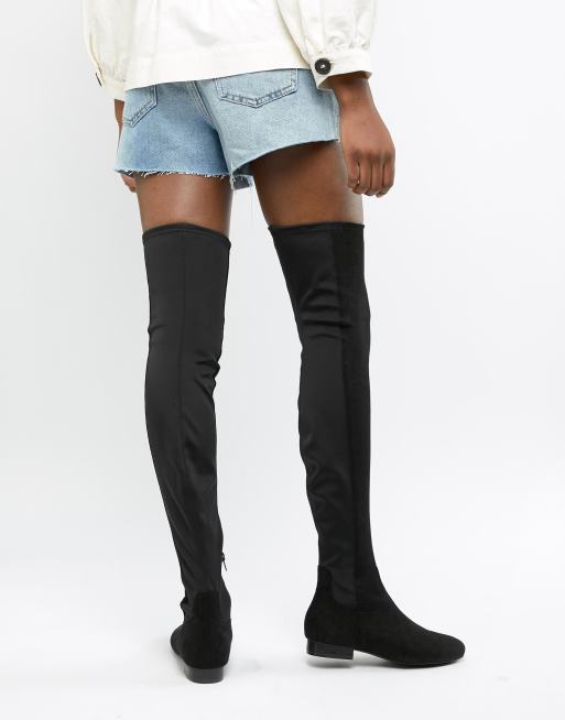 Thigh high flat on sale boots wide calf