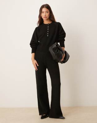 Asos Design Wide Leg Knit Pants In Black