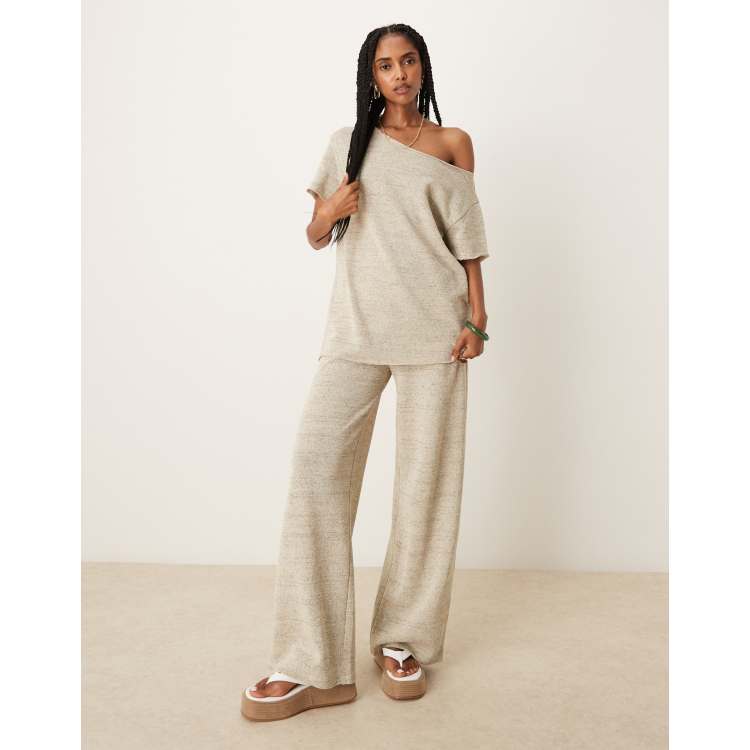 ASOS DESIGN wide leg knit pants in heather gray - part of a