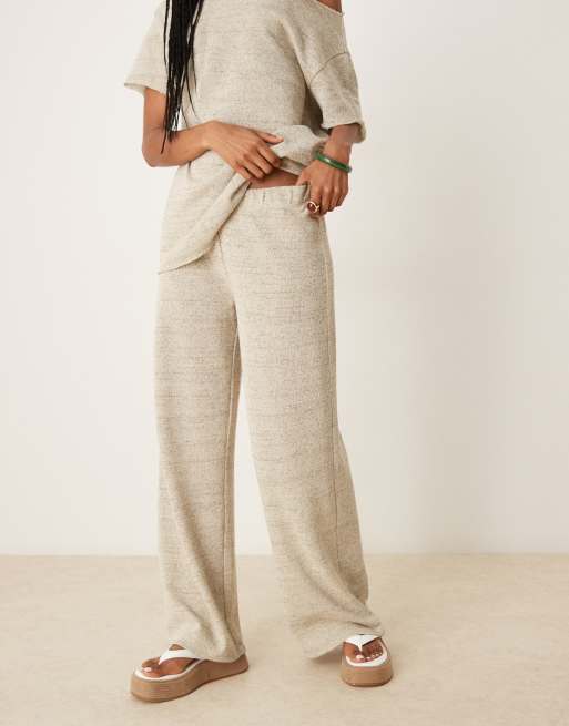 ASOS DESIGN wide leg knit pants in heather gray - part of a set