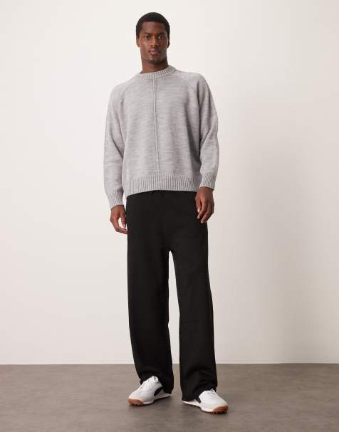 ASOS DESIGN wide leg knitted pants in black (part of a set) - view 1
