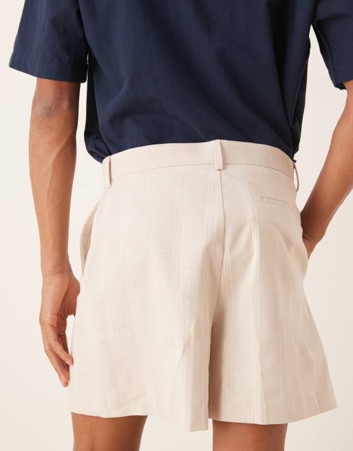 ASOS DESIGN wide leg linen blend shorts in ecru