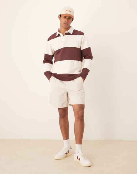 ASOS DESIGN wide leg linen blend shorts in stone - view 1