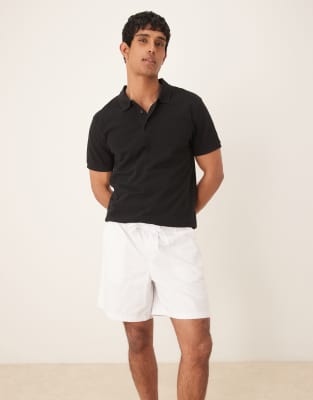 Asos Design Wide Leg Linen Blend Shorts In White