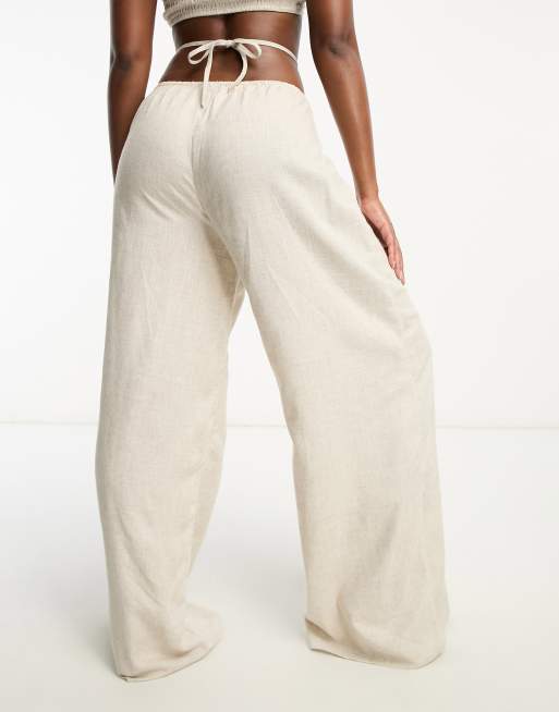 ASOS DESIGN wide leg beach trouser co-ord in white gauze