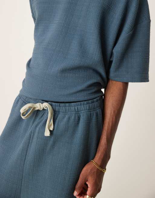 ASOS DESIGN wide leg linen look trackies in charcoal