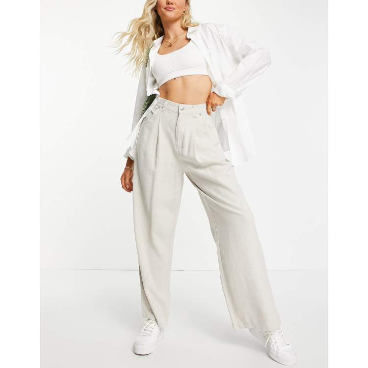 oatmeal linen pants