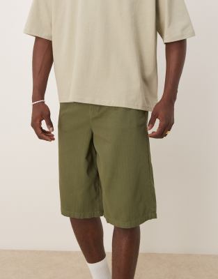 ASOS DESIGN WIDE LONGLINE HERRINGBONE SHORTS