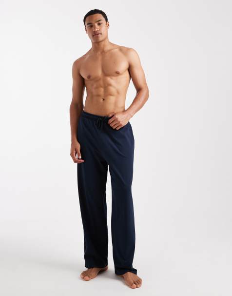 ASOS DESIGN wide leg lounge bottoms in navy - view 1