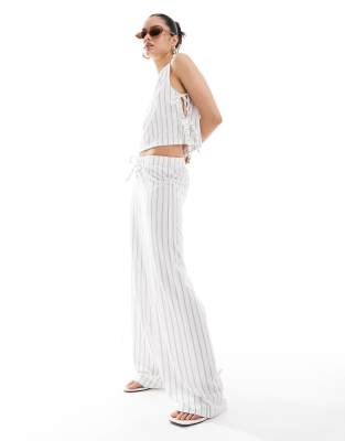 wide leg low rise pants in stripe - part of a set-Multi