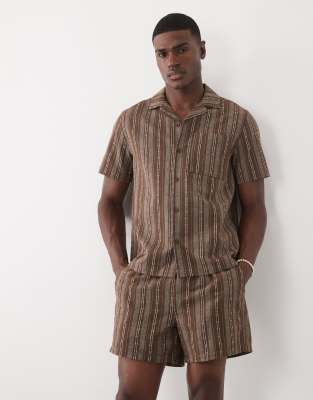 Asos Design Wide Leg Mid Length Elasticized Shorts In Brown